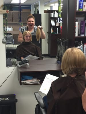 My daughter and Diana after cutting off her donation ponytail. She was so sweet to my daughter. 5 stars!