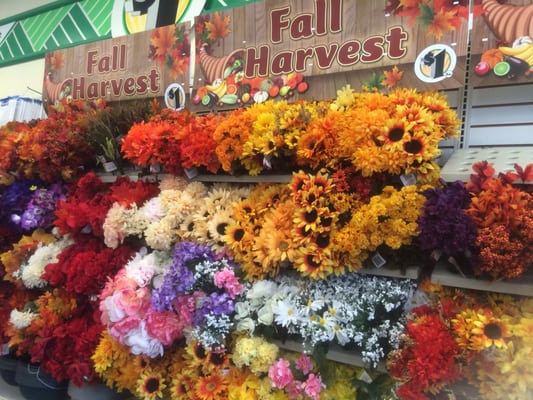 Fall wreaths?  Flowers galore.