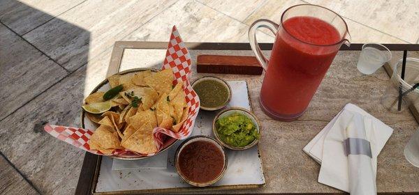 Chips & guac/salsa and a pitcher of Vegas Vice