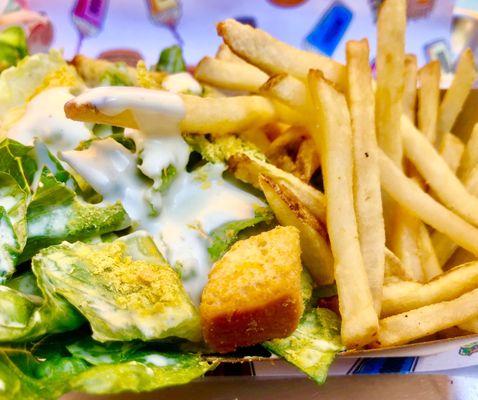 Miso Caesar Salad and Signature Fries