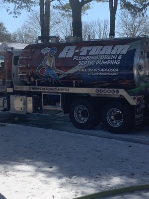 A-Team septic service truck