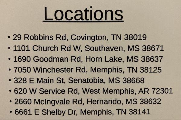 locations of Century Express Car Wash facilities across the Mid-South