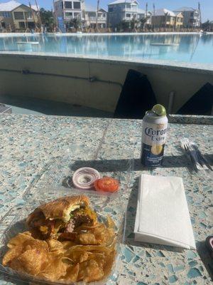 Burger and corona