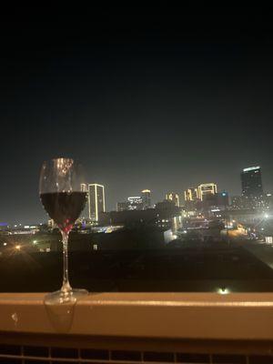 Wine at the Sky Lounge at night...