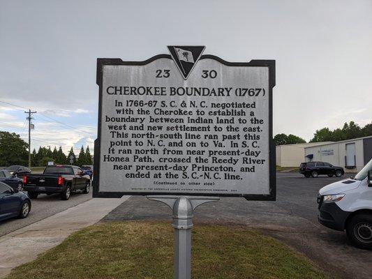 Cherokee Boundary Historical Marker, Greer