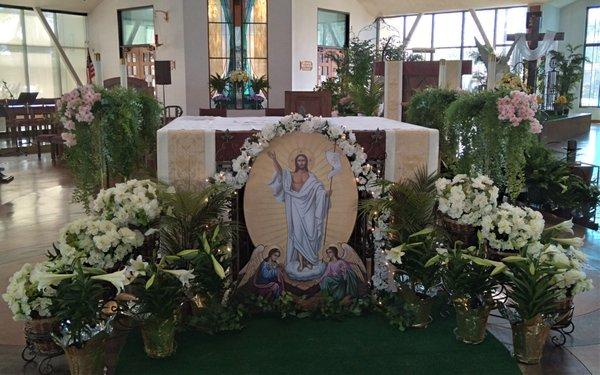 Altar decor for the Easter season.