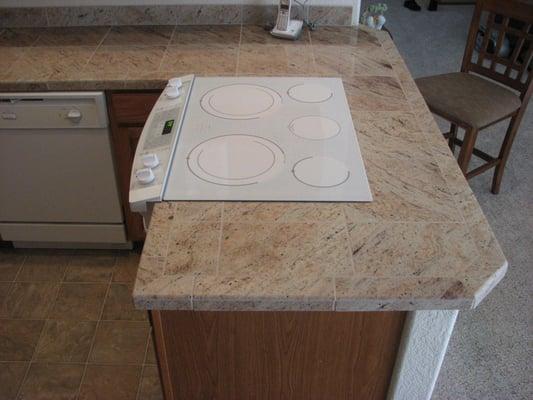 Custom Granite Tile Counter top.  Also available in Granite Slab.