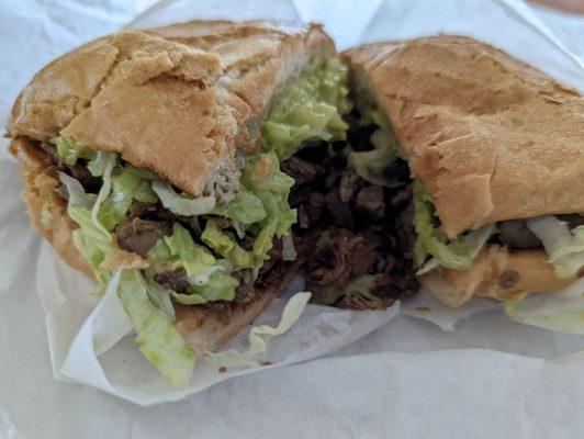 Carne Asada Torta.  Beef was very salty, but otherwise a good basic sandwich.  Definitely add the salsa.