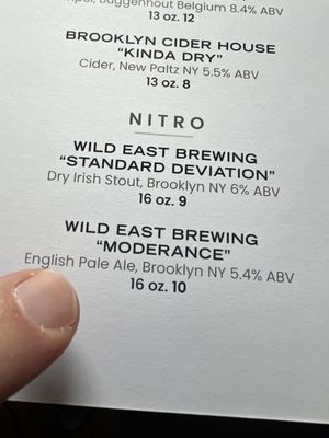 A picture of the nitro beer offerings.