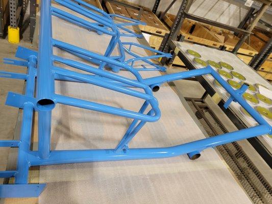 Powder coated adaptive bike frame for local Ride Share Program.