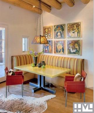 Colorful contemporary breakfast nook.