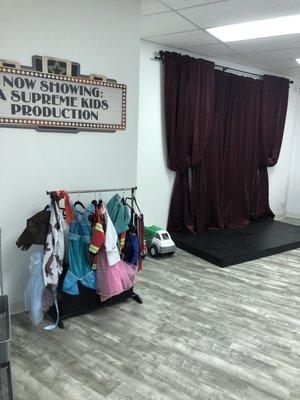 Theater and dress up area!  So cute!!