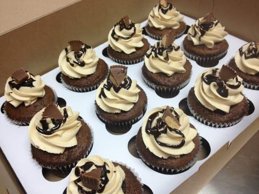 Chocolate cupcakes with peanut butter frosting, holy moly! They do special orders too!