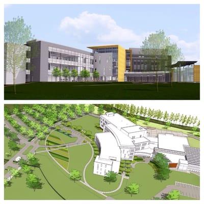 Renderings of the new four story, 200,000 sf research lab (my construction project)