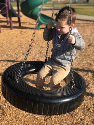 Tire swing is fun!