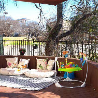 Outdoor infant deck and play area