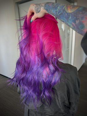 Pink and violet hair