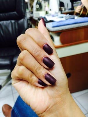 Maroon with matte top coat