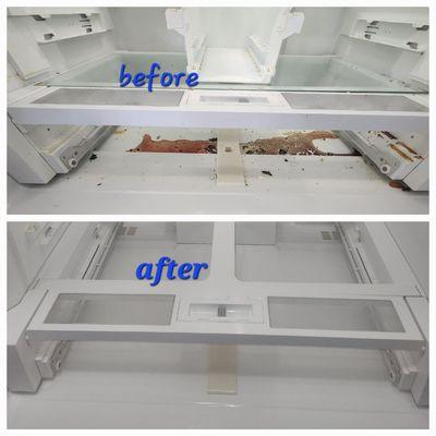 Before and after refrigerator cleaning