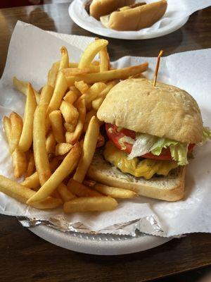 Cheeseburger and fries