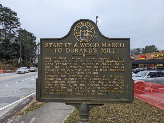 Stanley & Wood March to Durand's Mill Marker, Atlanta