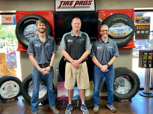 Say hello to Chelsea Tire Pros service advisers, Shawn Donaldson, Alan Kersey, and Mike Wilson. Ready to greet you with a friendly smile