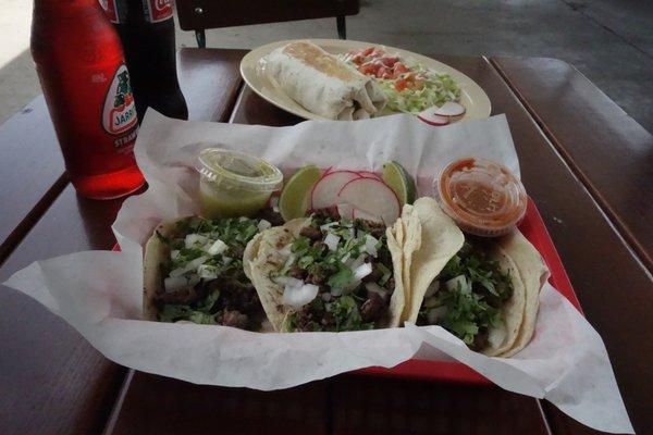 Beef Tacos & Veggie Burrito