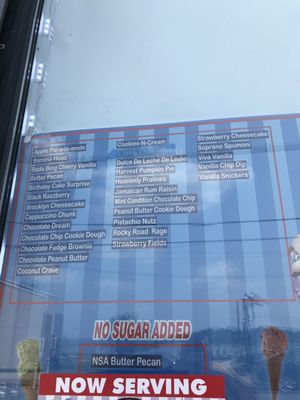 ice cream menu as of 7-7-21