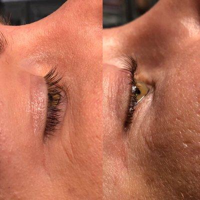 Lash lift before & after