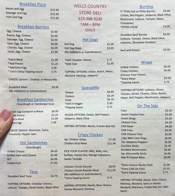 Deli menu