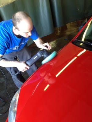 Matt using the Italian made Rupes polisher. We are the only ones in the state with this machine.