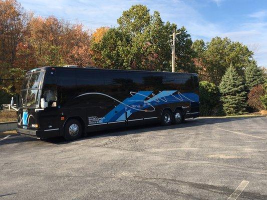 Exterior of our Prevost H3 LimoBus