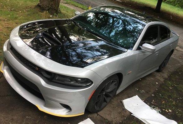 hood and roof wrap in gloss black vinyl.