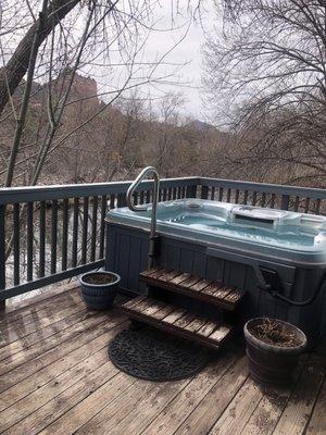 Relaxing in the hot tub - perfect post-treatment experience!