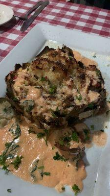 Crab stuffed artichoke heart