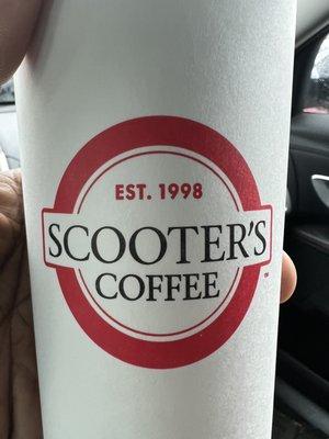 Scooter's Coffee, large medium roast.