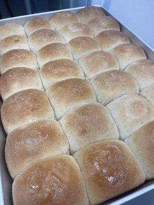 Homemade rolls with some plate lunches