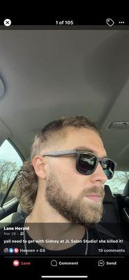 Fresh faded mullet and beard trim