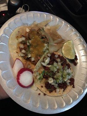 Al Pastor and Chorizo tacos