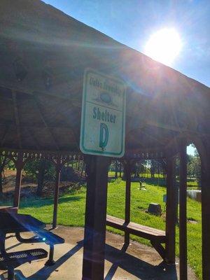 Gazebo near the lake is shelter D