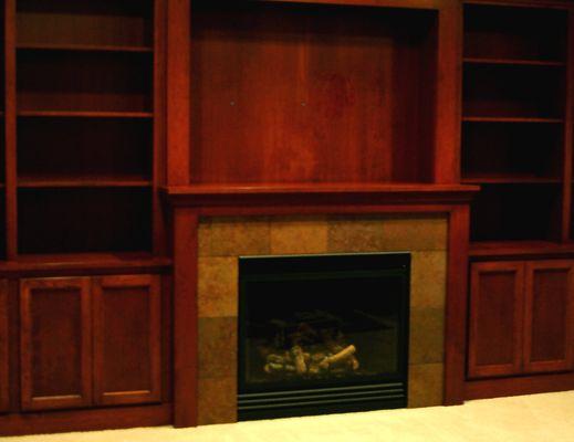 Custom mantle and builtin bookshelf