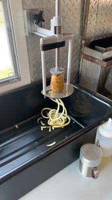 are hand cut curly fry machine