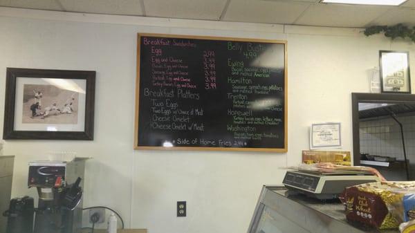 Breakfast menu board