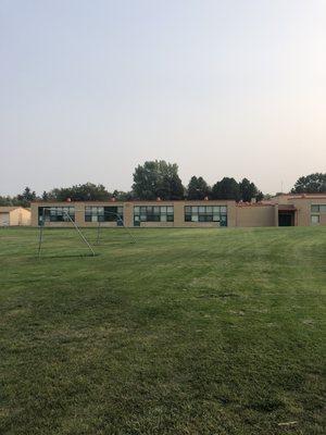 Large field for soccer and two baseball diamonds.