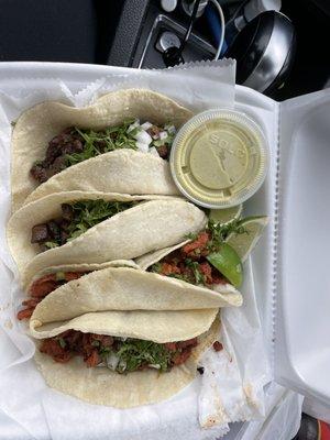 2 Asada, 2 Al Pastor tacos