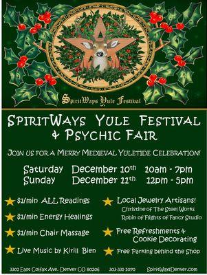 This Weekend!! $1/min ALL Readings and Healings * Local Artisans * Live Music * FREE Cookie Decorating and Refreshments...and so much more!