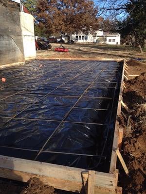 Slab poured for a garage addition