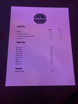 Beer Menu