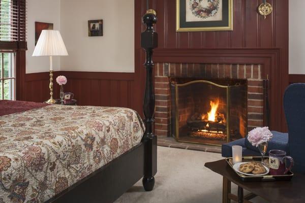 Enjoy the fireplace in your guest room.