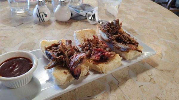 Saturday lunch special Pulled Pork Sliders with BBQ